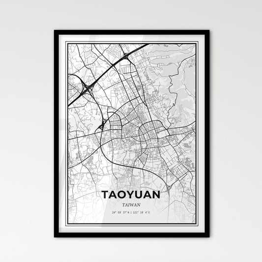 Taoyuan Taiwan - Scandinavian Style City Map for Modern Home Decor