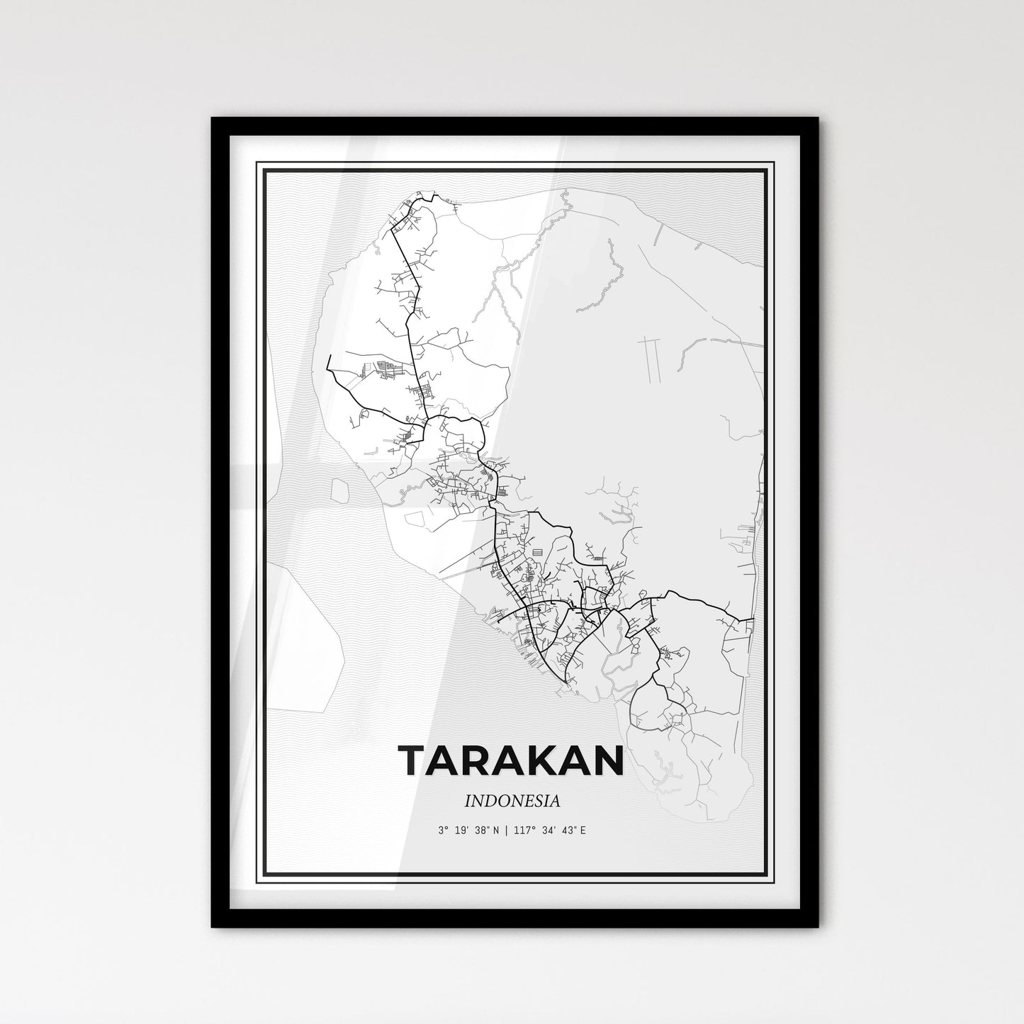 Tarakan Indonesia - Scandinavian Style City Map for Modern Home Decor