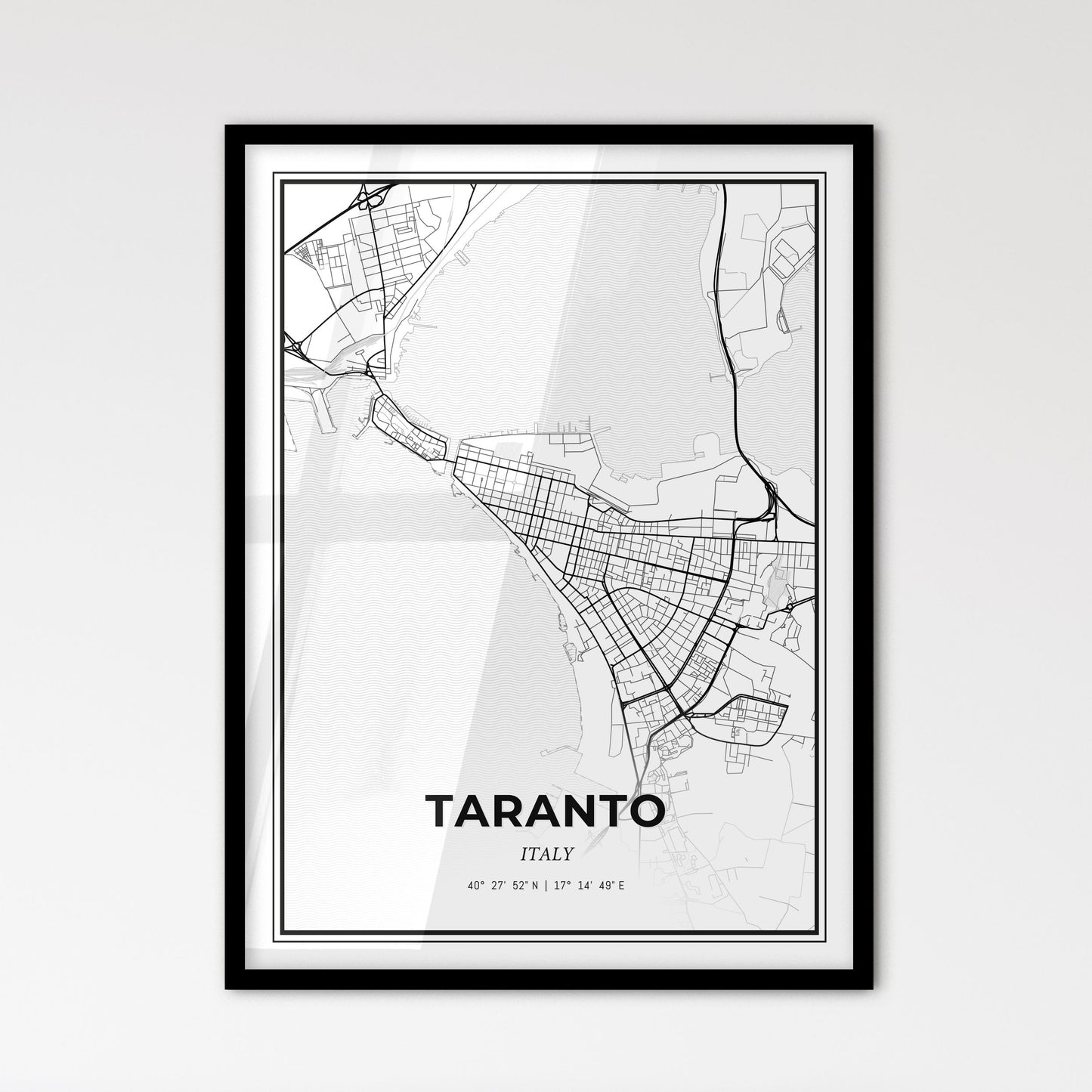 Taranto Italy - Scandinavian Style City Map for Modern Home Decor