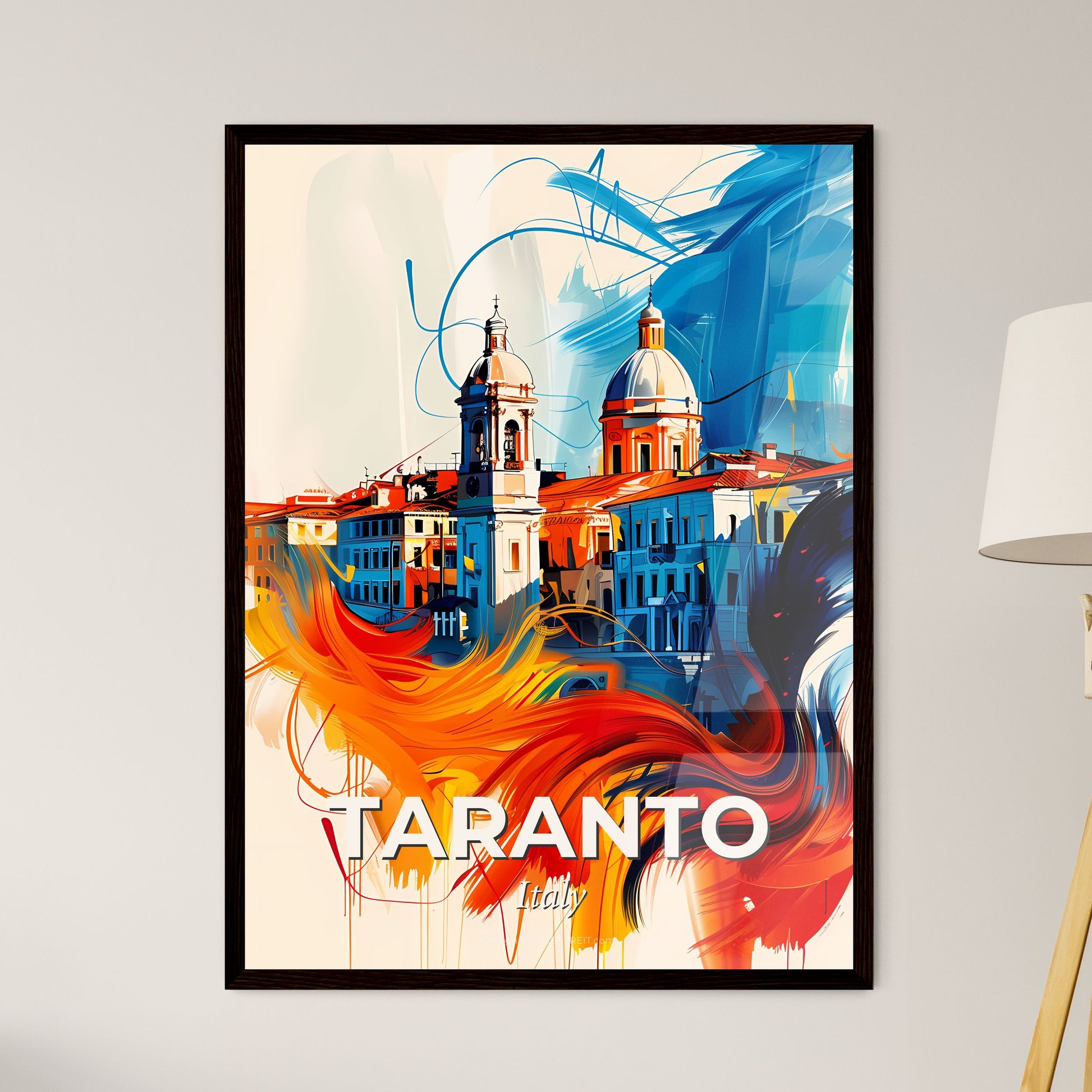 Vibrant Taranto , Italy - A Colorful Painting Of Buildings