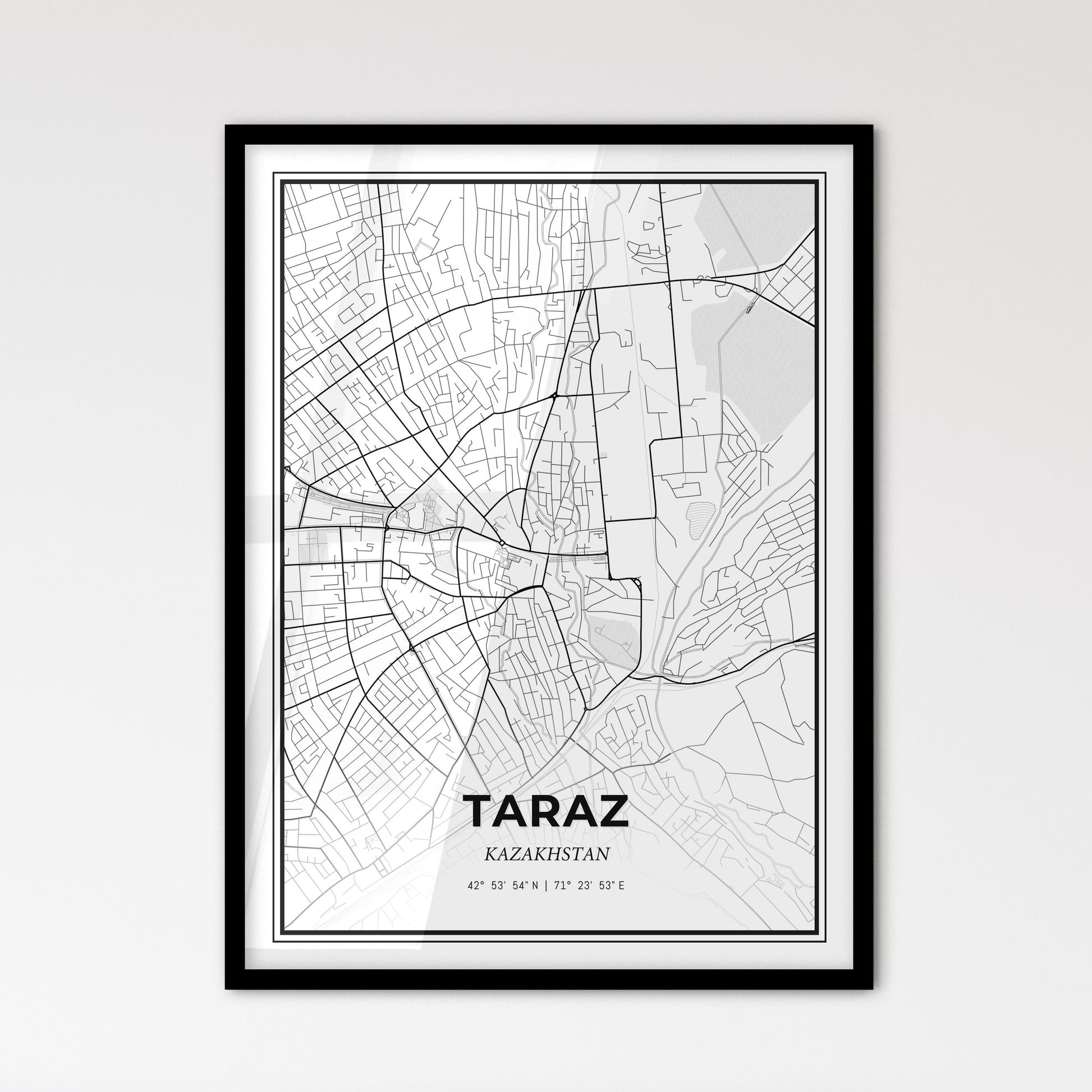 Taraz Kazakhstan - Scandinavian Style City Map for Modern Home Decor