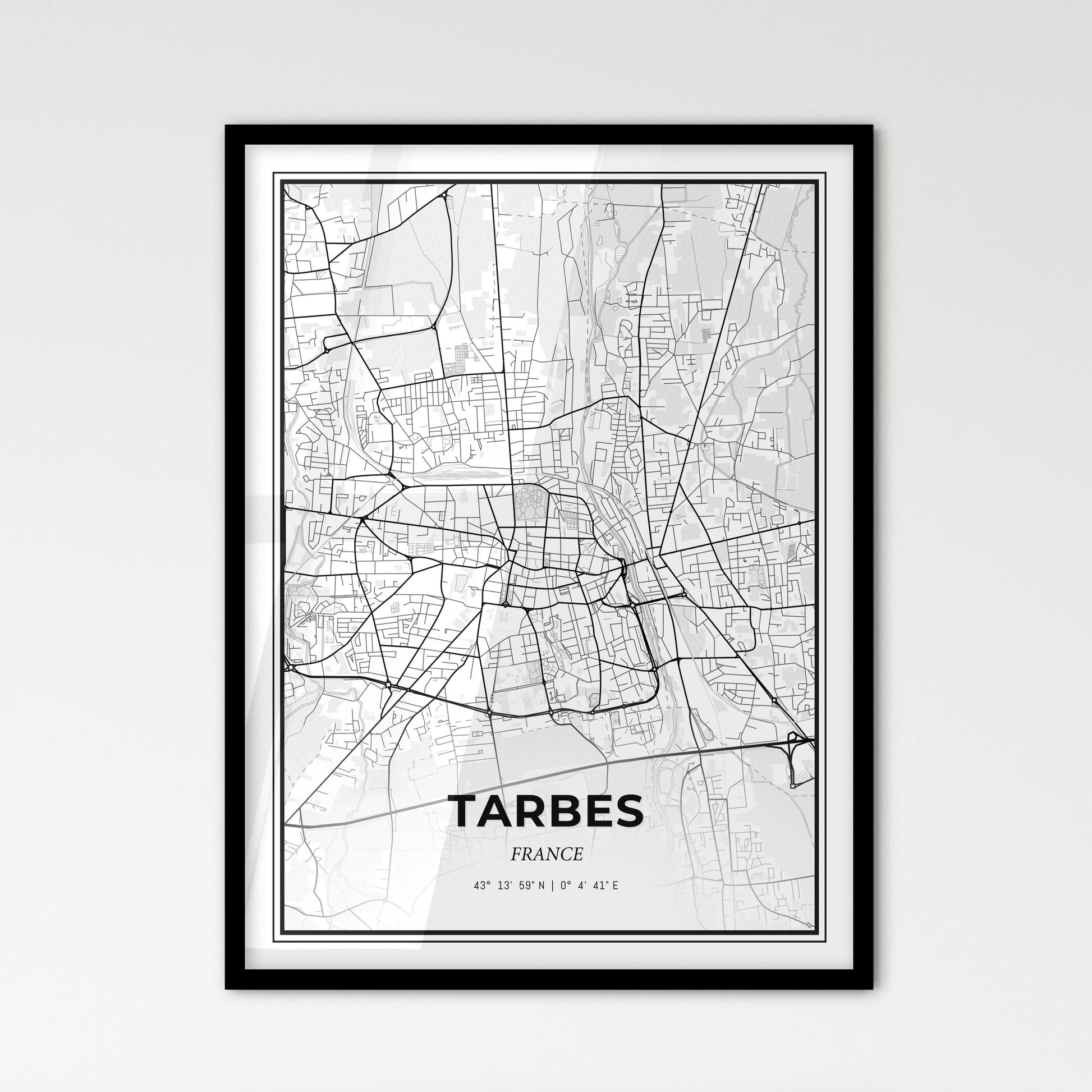 Tarbes France - Scandinavian Style City Map for Modern Home Decor