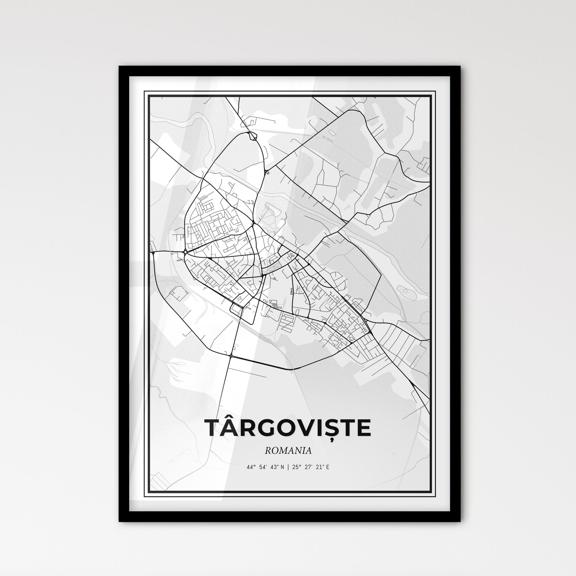 Târgoviște Romania - Scandinavian Style City Map for Modern Home Decor