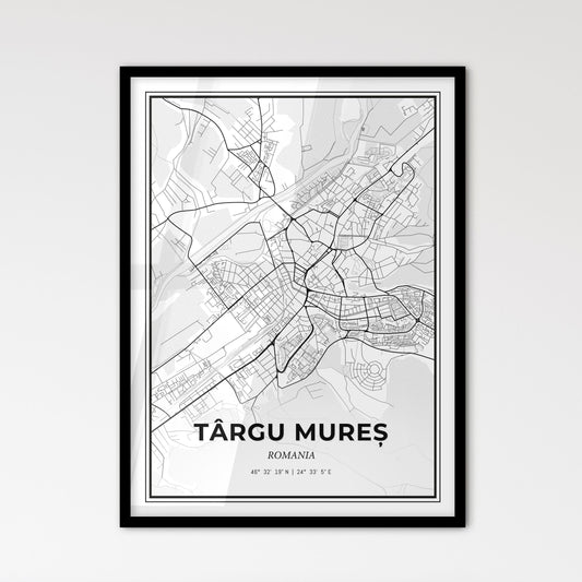 Târgu Mureș Romania - Scandinavian Style City Map for Modern Home Decor