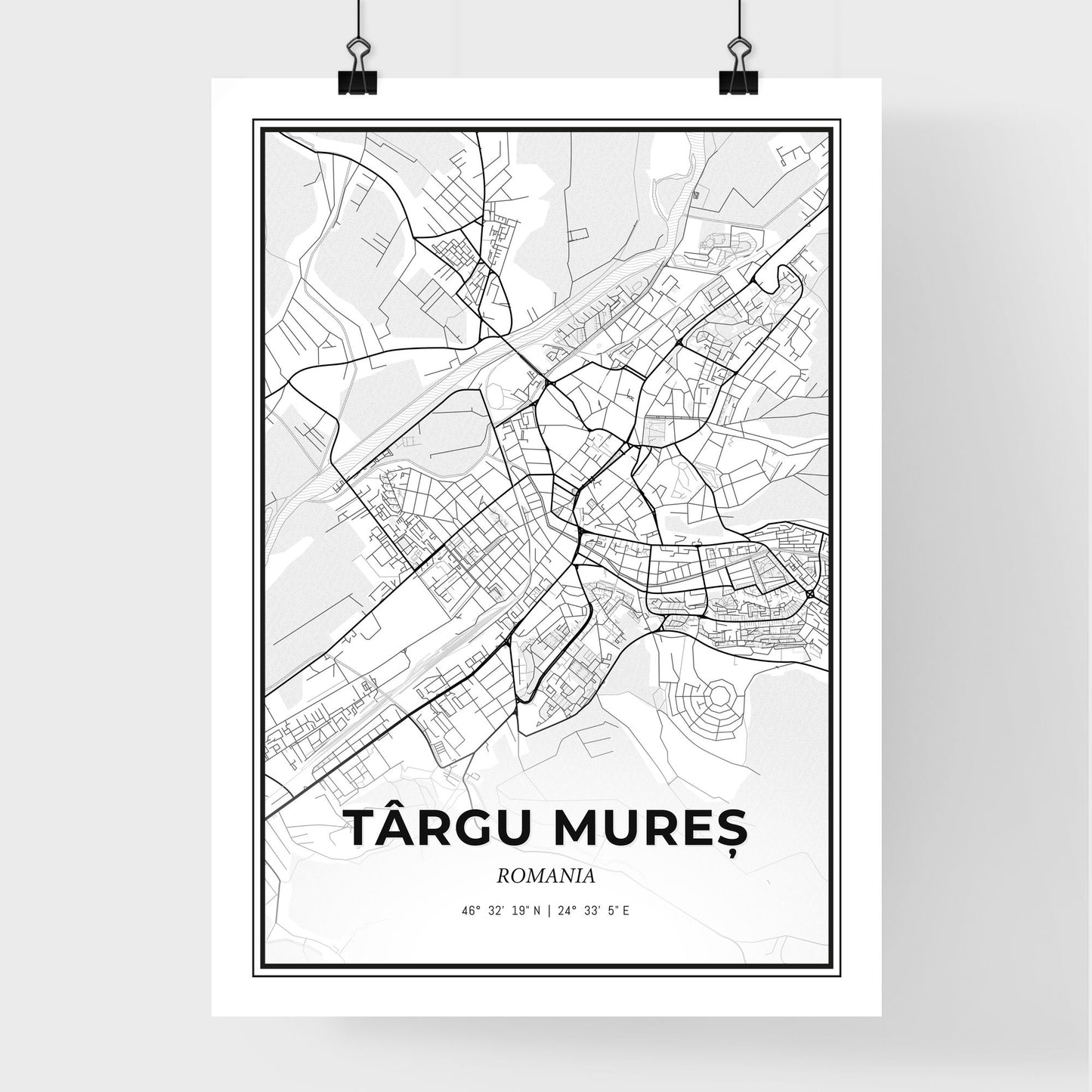 Târgu Mureș Romania - Premium City Map Poster