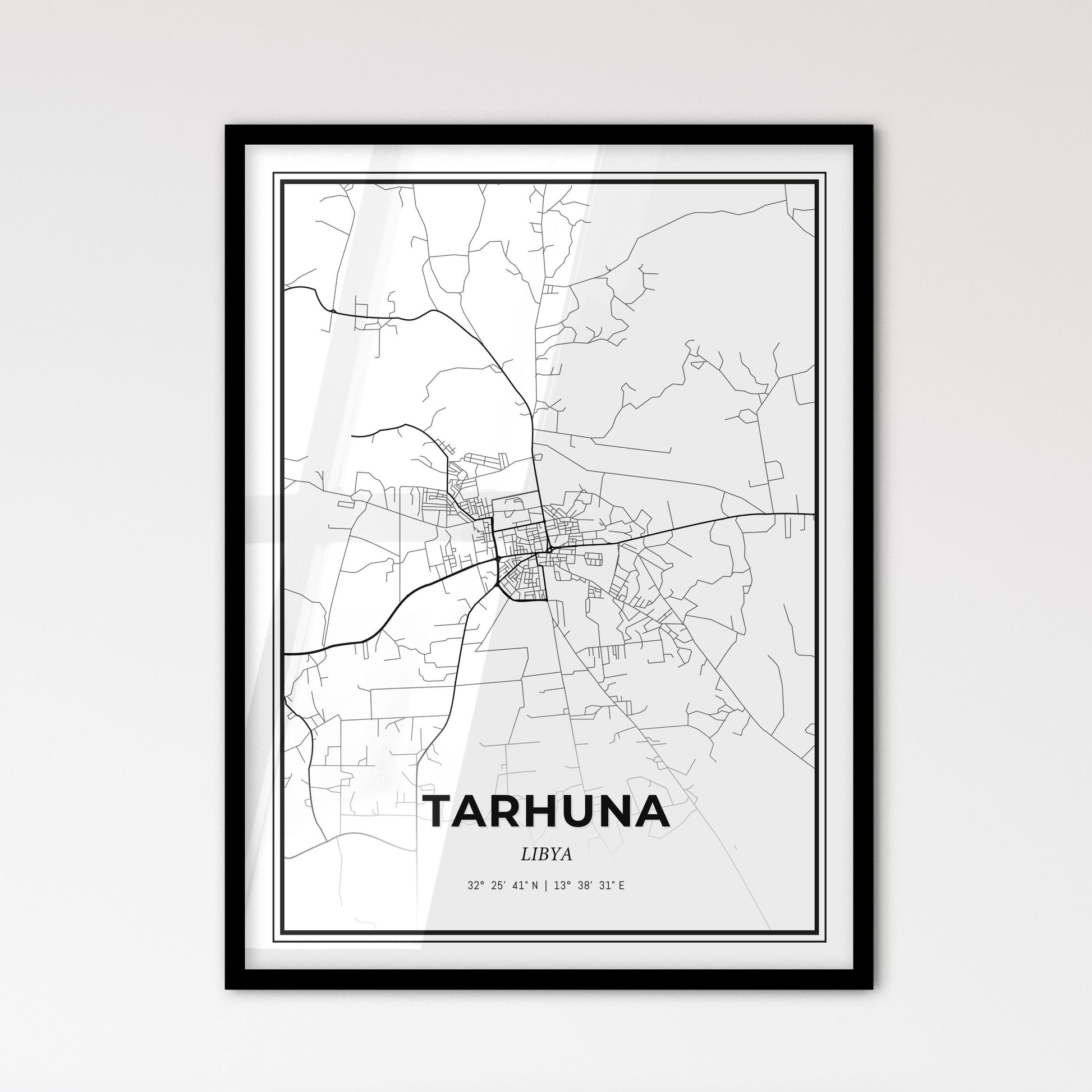 Tarhuna Libya - Scandinavian Style City Map for Modern Home Decor