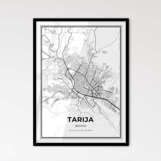 Tarija Bolivia - Scandinavian Style City Map for Modern Home Decor