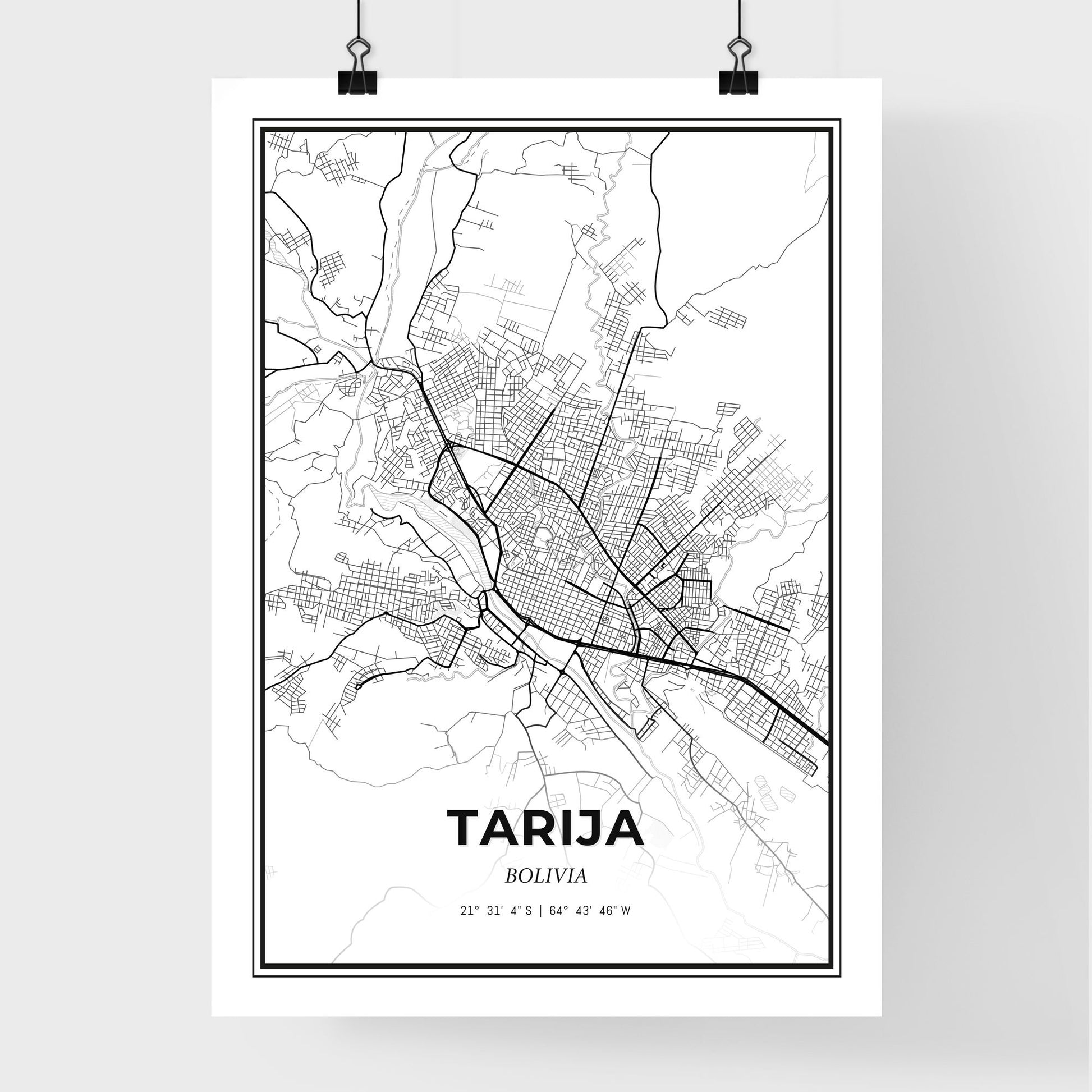 Tarija Bolivia - Premium City Map Poster