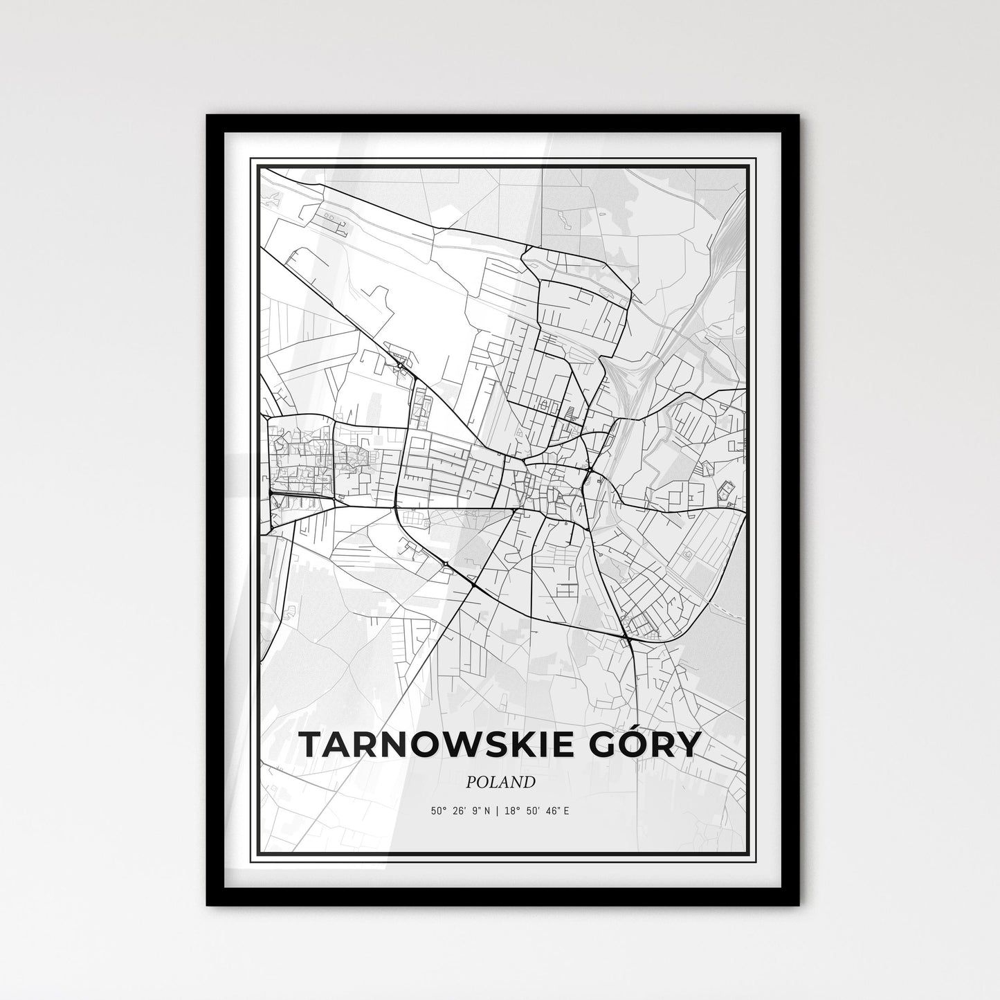 Tarnowskie Góry Poland - Scandinavian Style City Map for Modern Home Decor