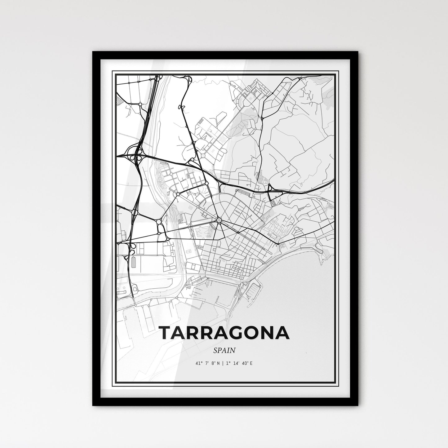 Tarragona Spain - Scandinavian Style City Map for Modern Home Decor