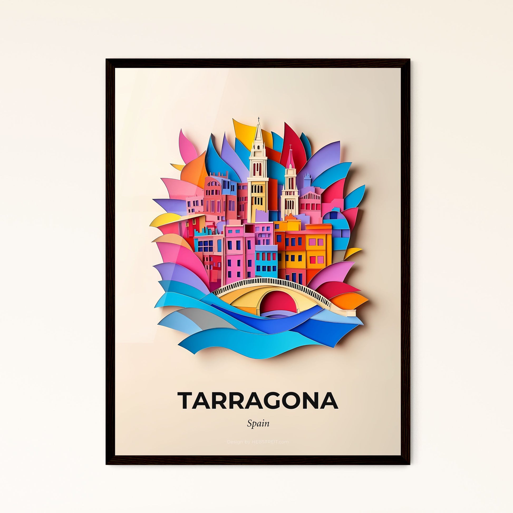 Vivid Tarragona, Spain - a paper cut of a city with a bridge