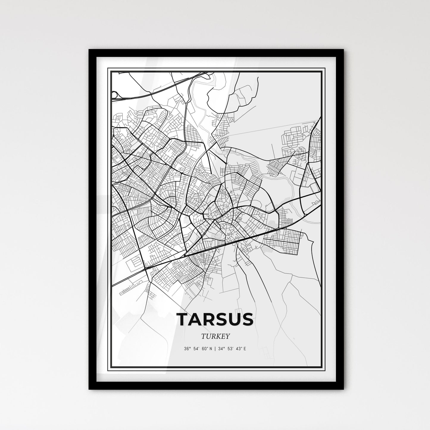 Tarsus Turkey - Scandinavian Style City Map for Modern Home Decor