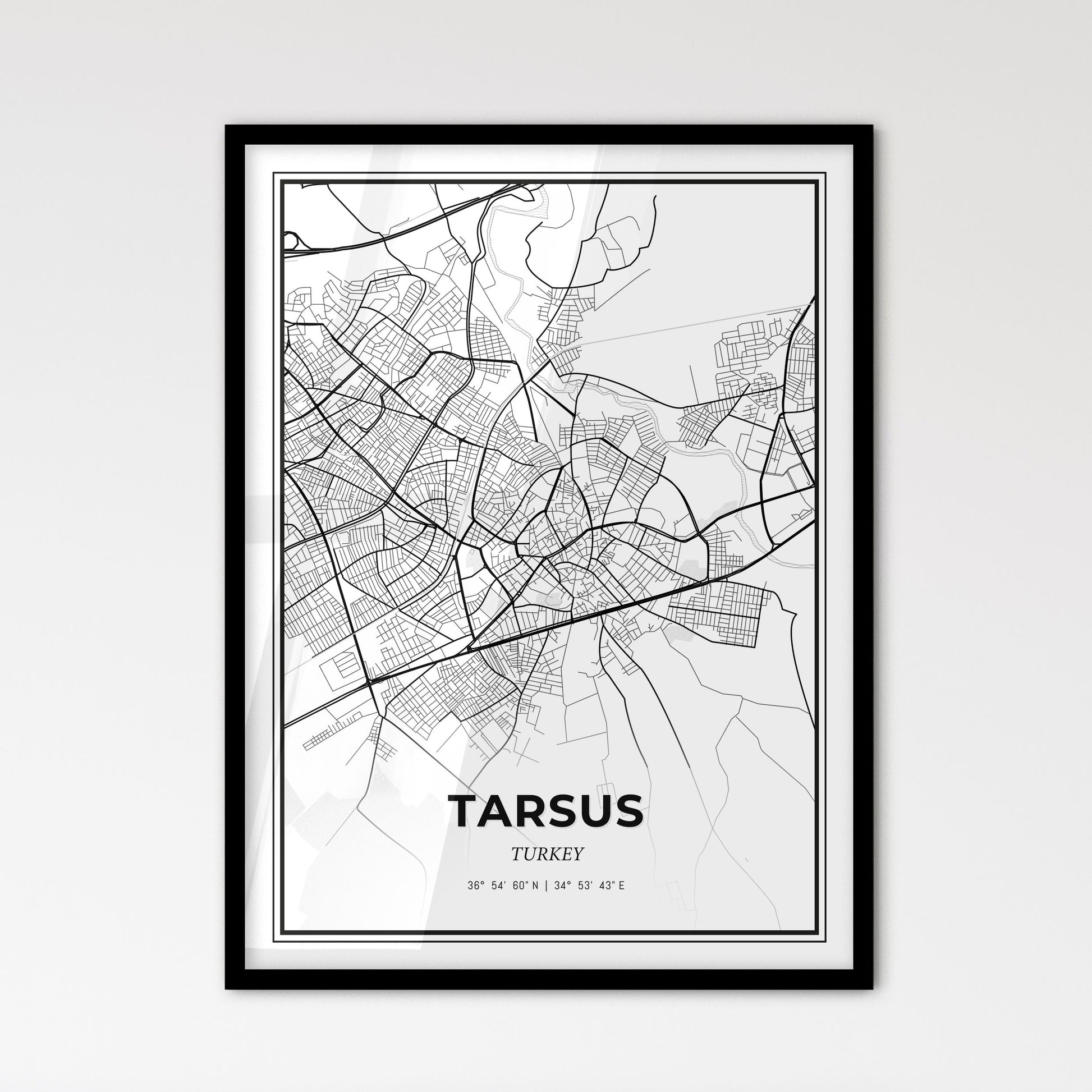 Tarsus Turkey - Scandinavian Style City Map for Modern Home Decor