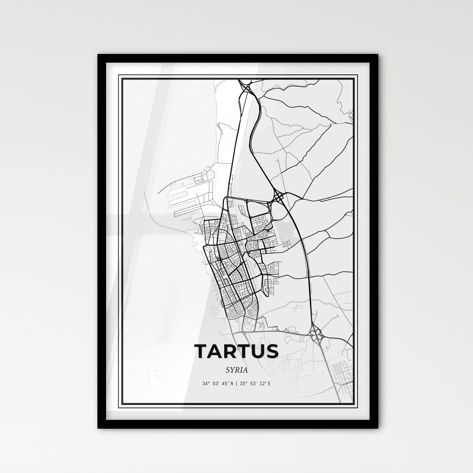 Tartus Syria - Scandinavian Style City Map for Modern Home Decor