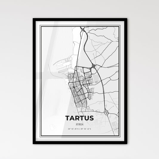 Tartus Syria - Scandinavian Style City Map for Modern Home Decor