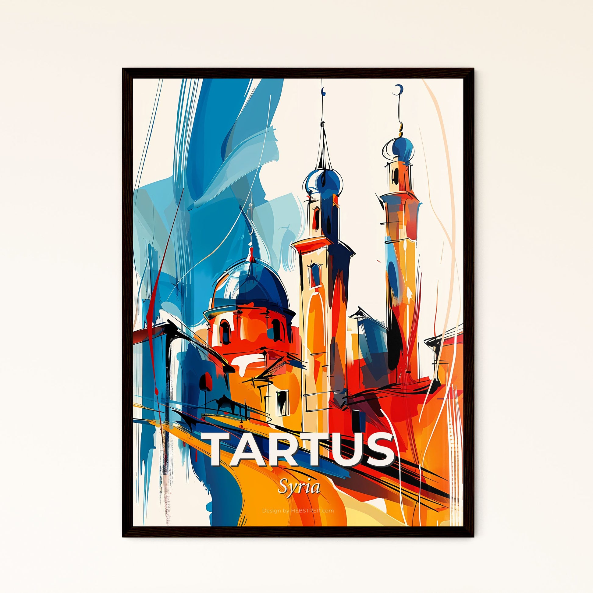 Vibrant Tartus, Syria - A Painting Of A Building With Towers And A Steeple