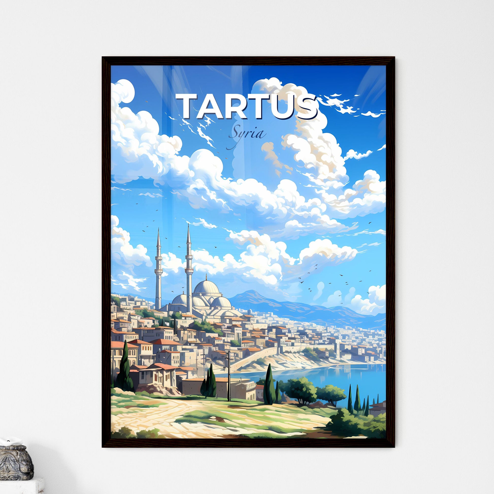 Tartus Syria Cityscape Skyline Painting Waterfront Vibrant Urban Art Default Title