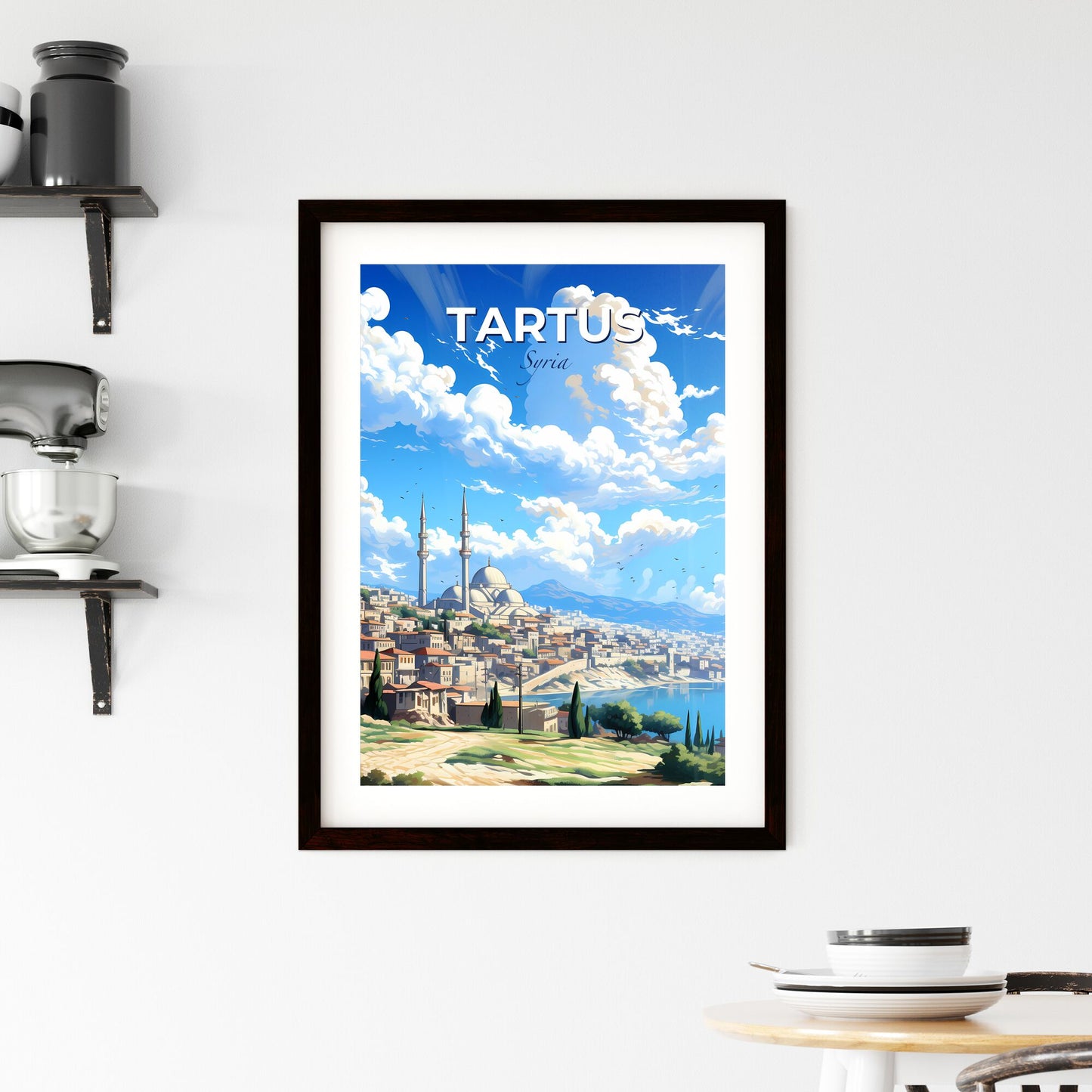 Tartus Syria Cityscape Skyline Painting Waterfront Vibrant Urban Art Default Title