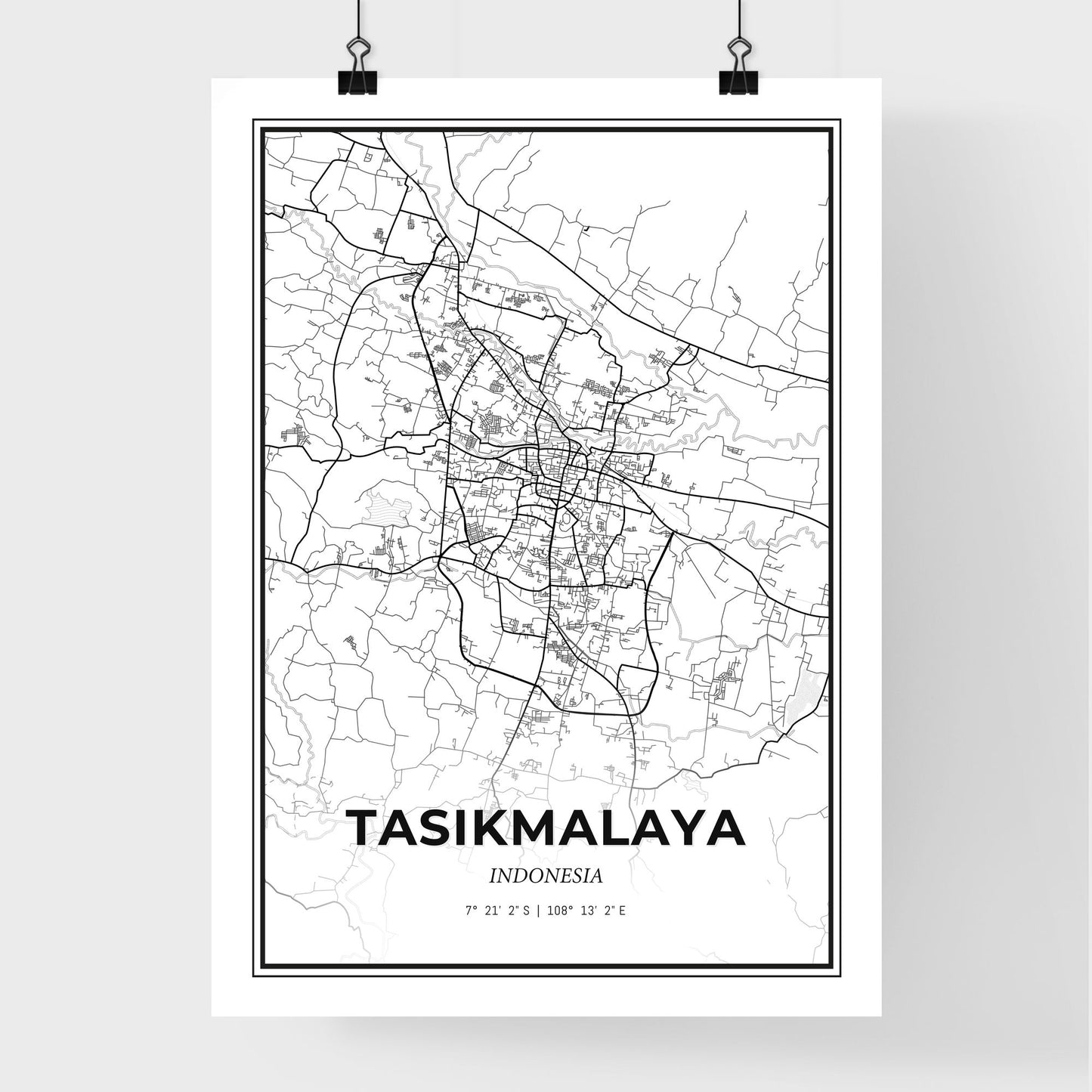 Tasikmalaya Indonesia - Premium City Map Poster