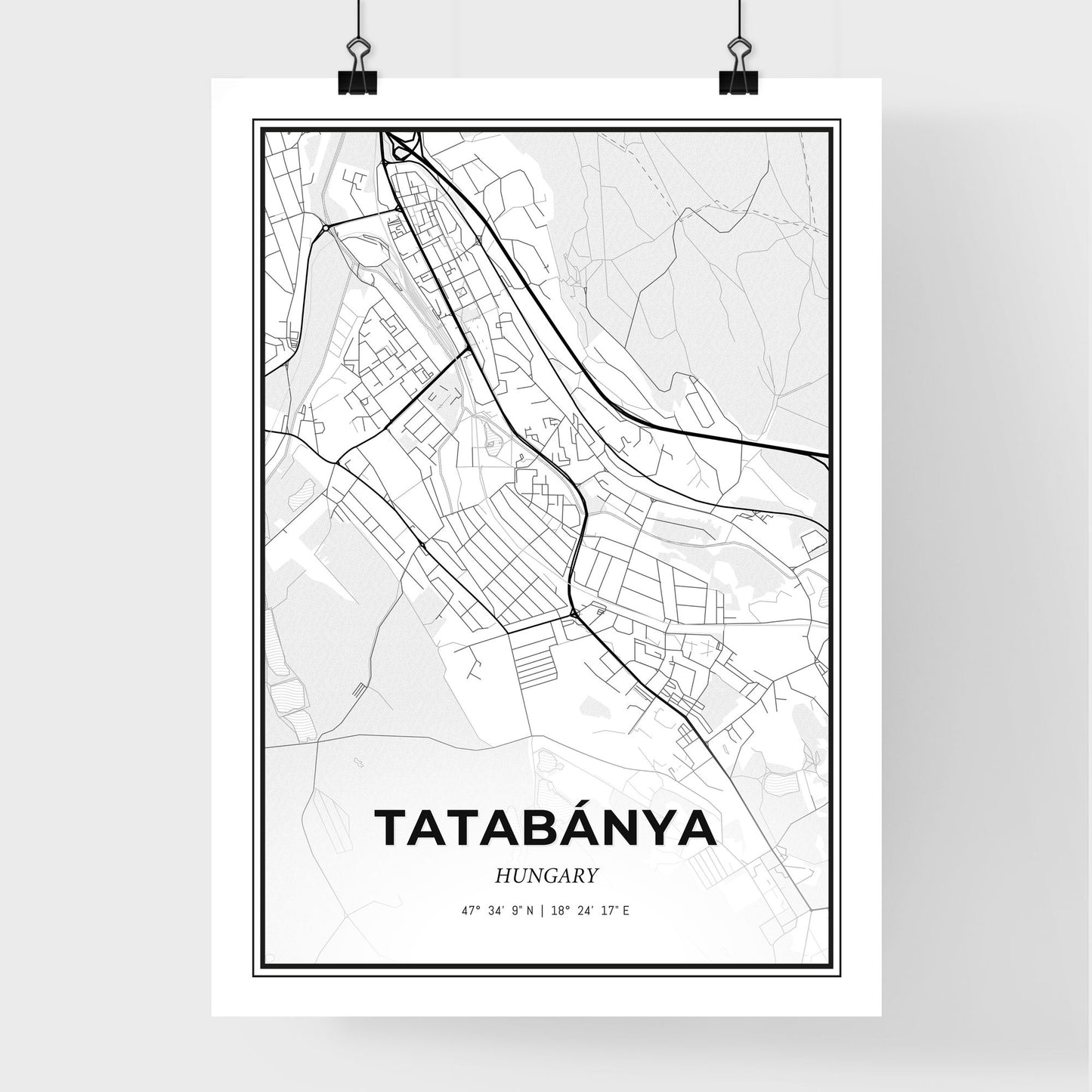 Tatabánya Hungary - Premium City Map Poster