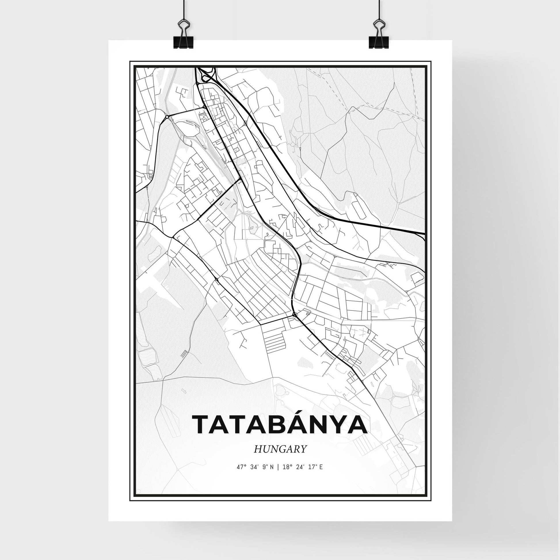 Tatabánya Hungary - Premium City Map Poster