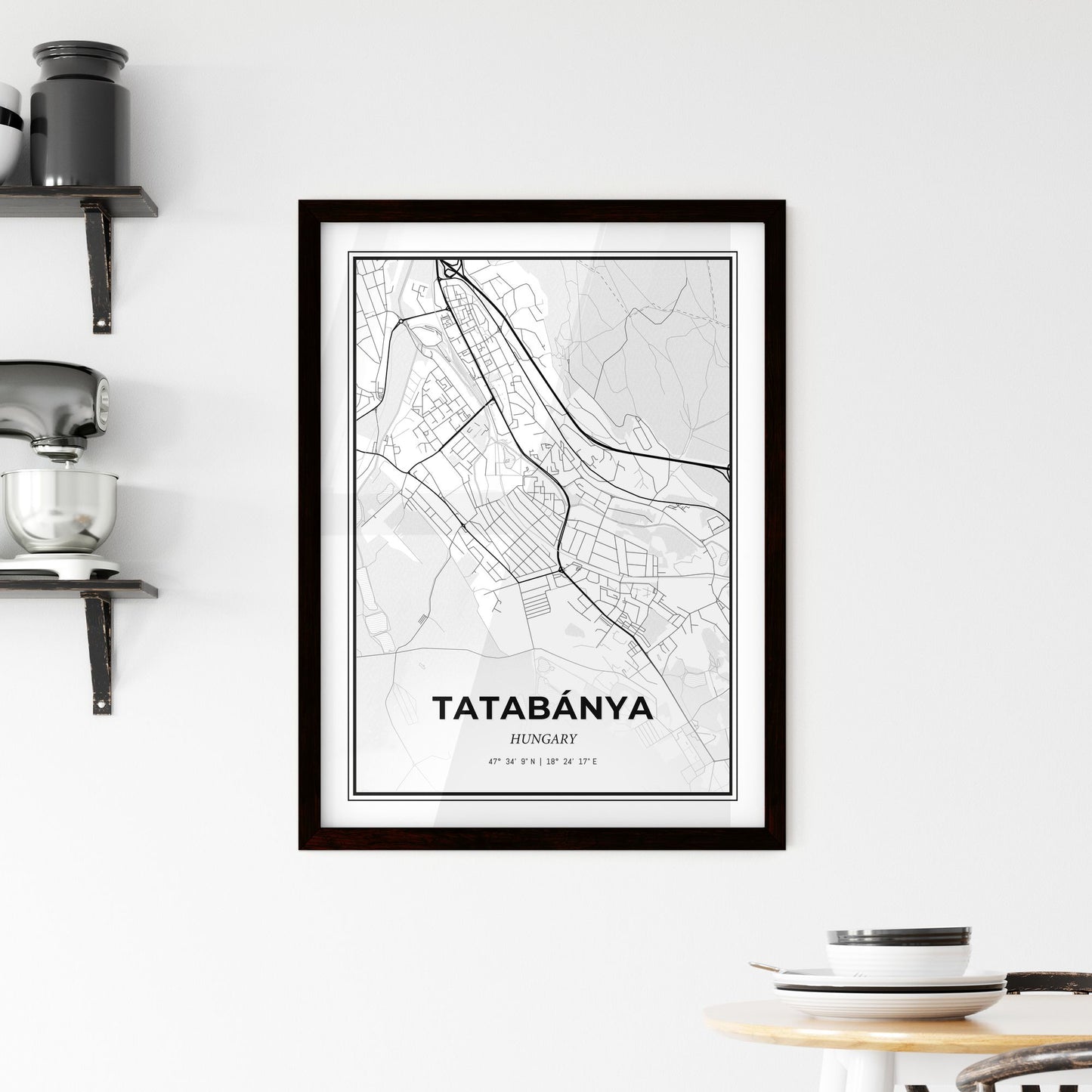 Tatabánya Hungary - Minimal City Map