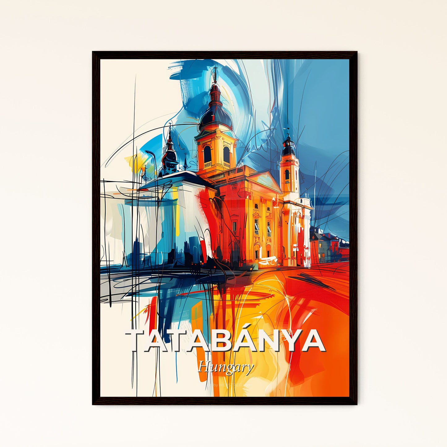 Vibrant Tatabánya, Hungary - A Painting Of A Building