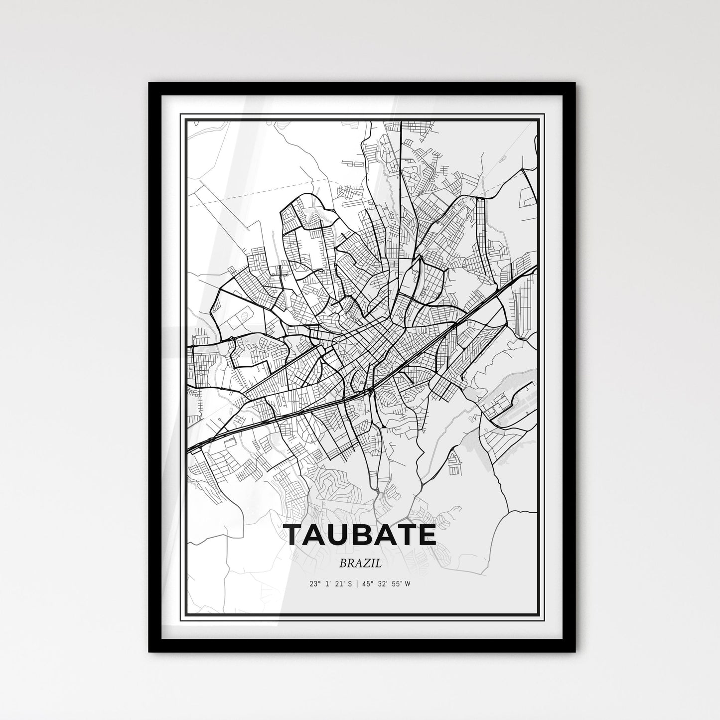 Taubate Brazil - Scandinavian Style City Map for Modern Home Decor