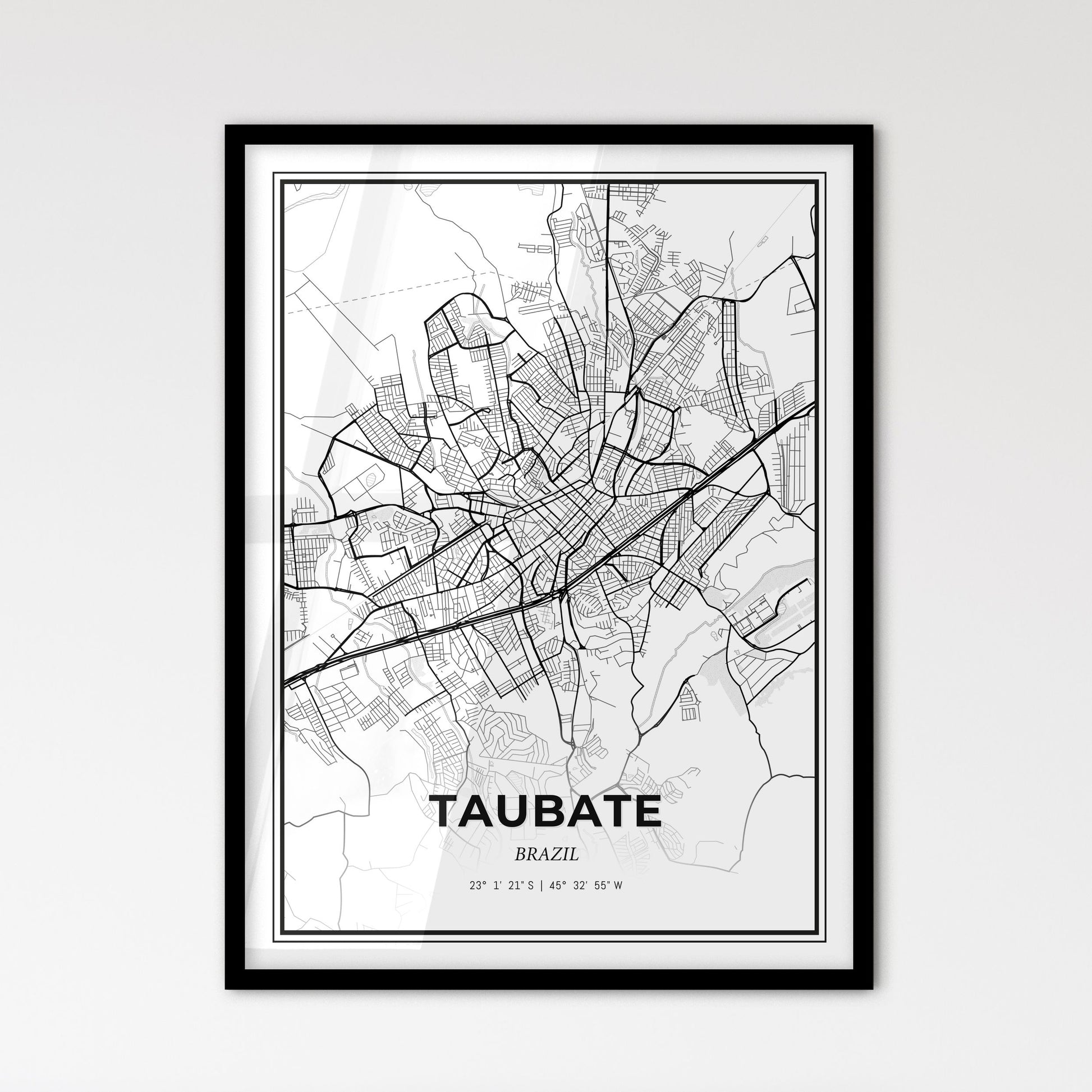 Taubate Brazil - Scandinavian Style City Map for Modern Home Decor