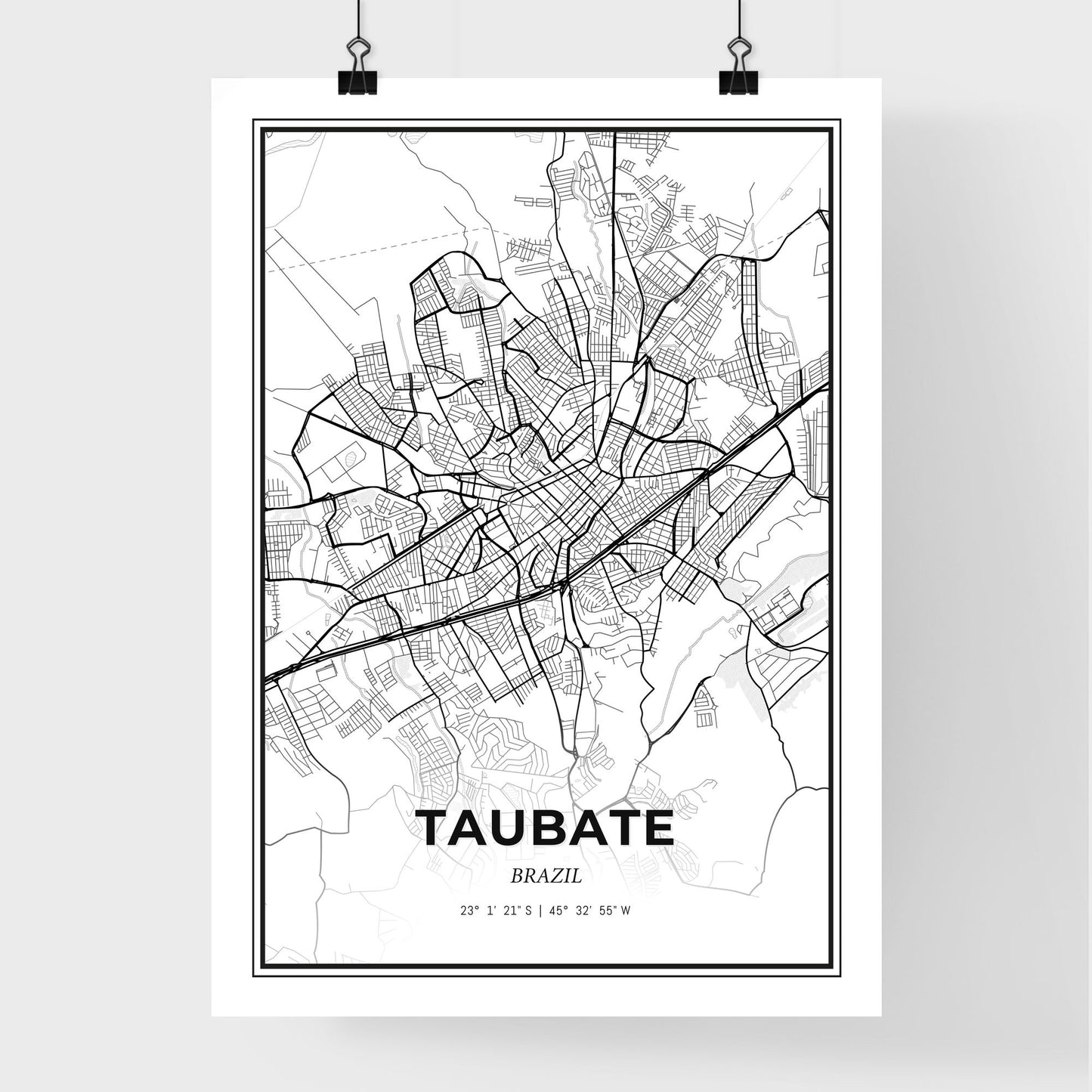 Taubate Brazil - Premium City Map Poster