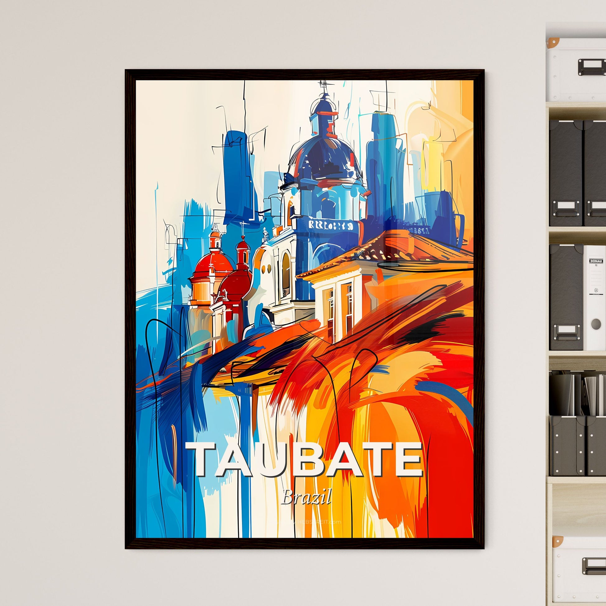 Vibrant Taubate, Brazil - A Painting Of Buildings And Towers