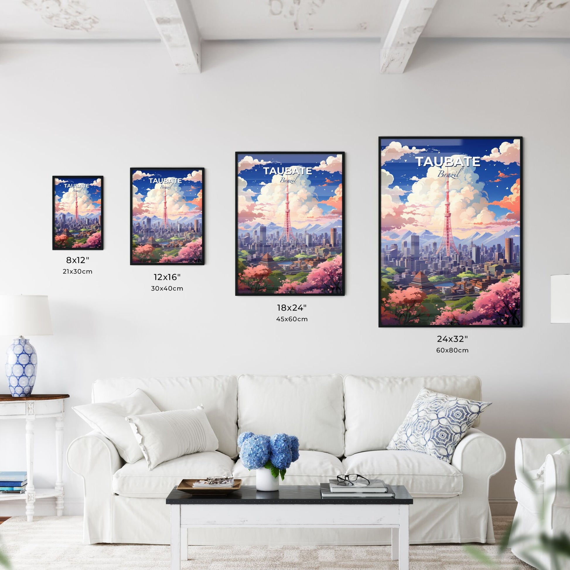 Vibrant Cityscape Painting - Taubate Brazil Skyline - Colorful Tower Art Default Title