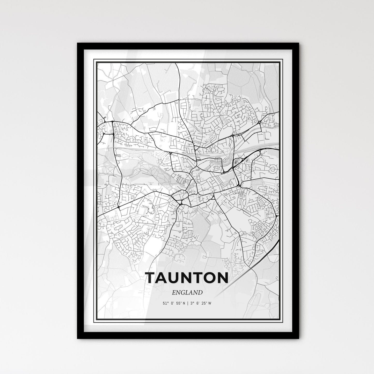 Taunton England - Scandinavian Style City Map for Modern Home Decor