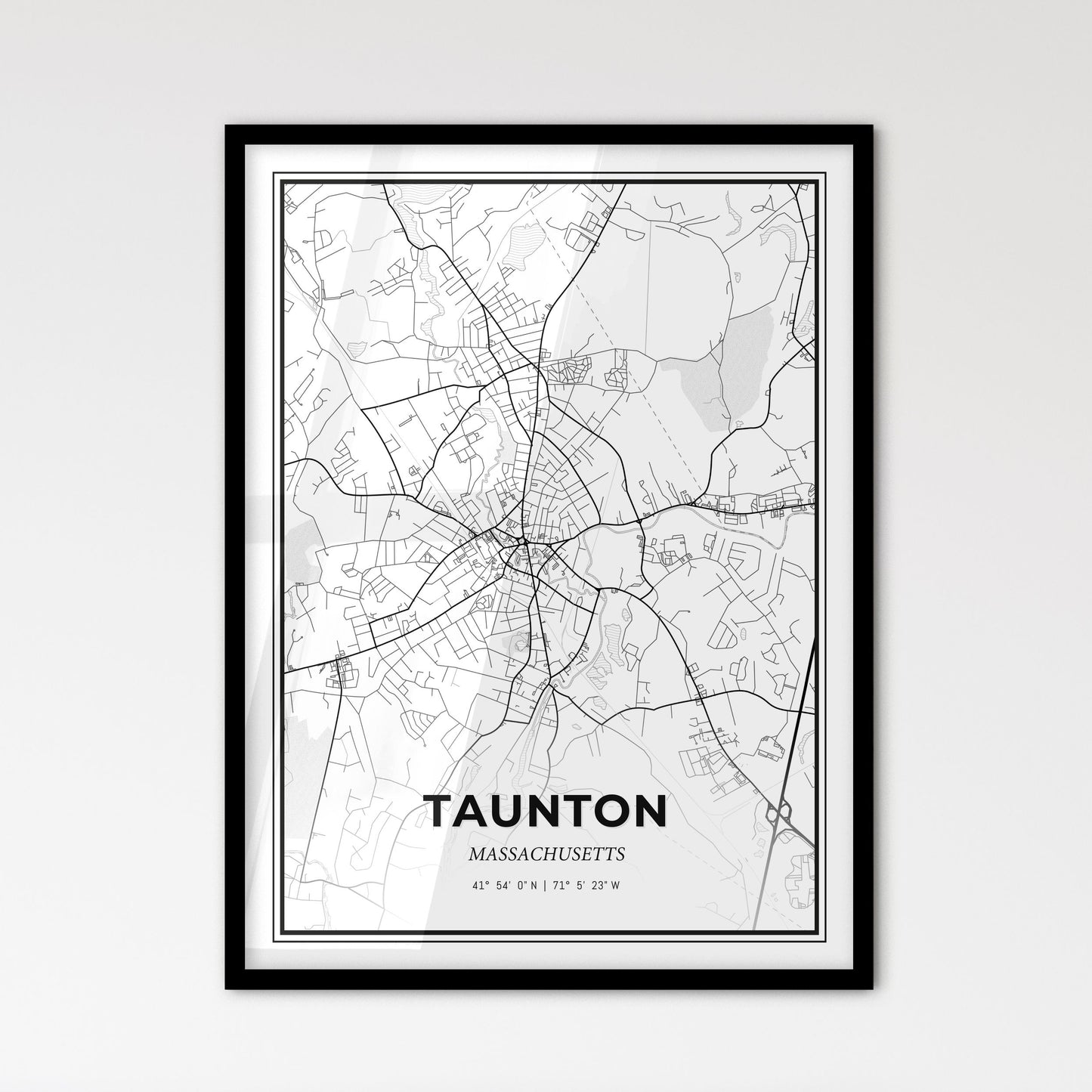 Taunton Massachusetts - Scandinavian Style City Map for Modern Home Decor