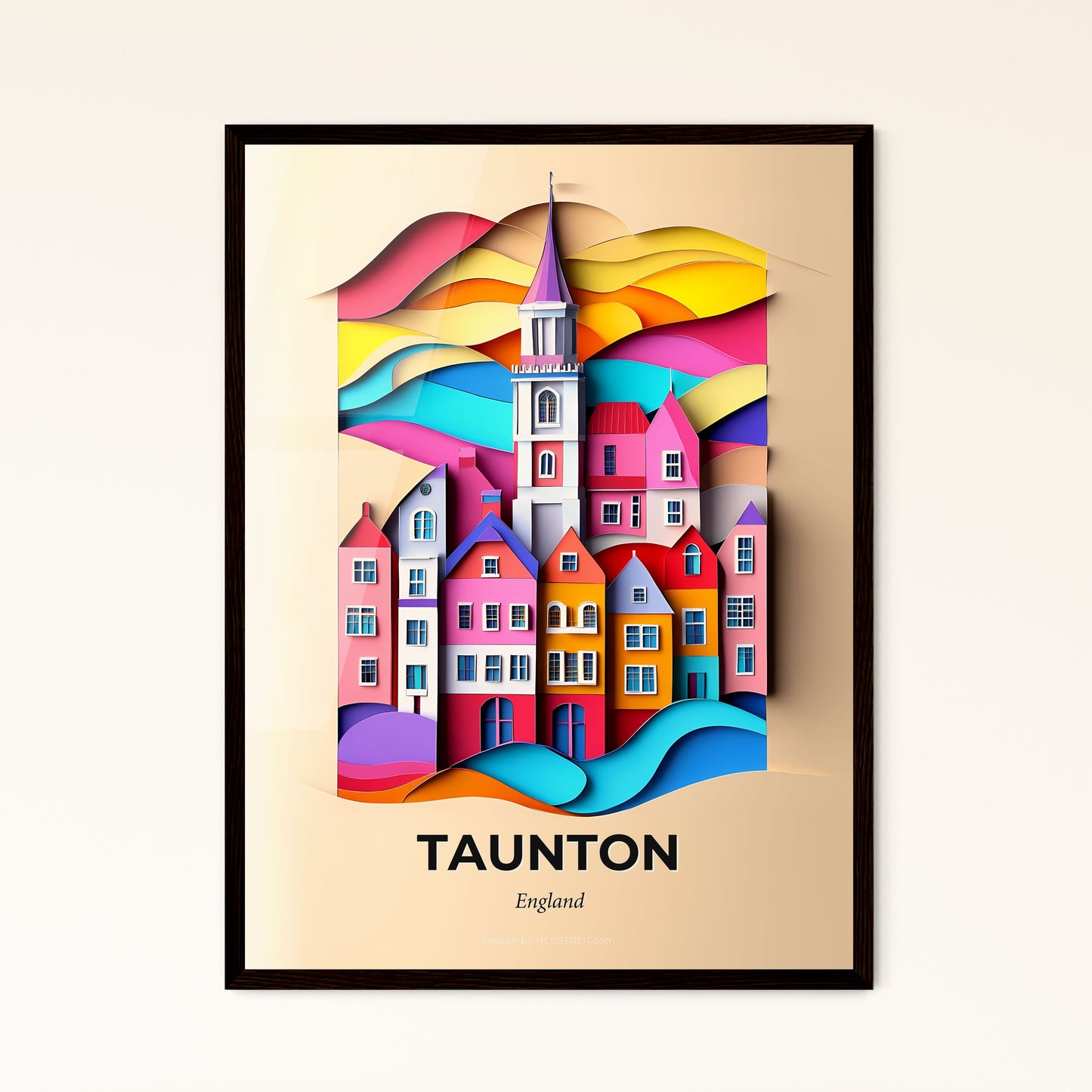 Vivid Taunton, England - a colorful city with a clock tower in the middle