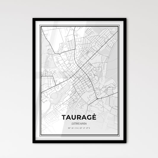 Tauragė Lithuania - Scandinavian Style City Map for Modern Home Decor