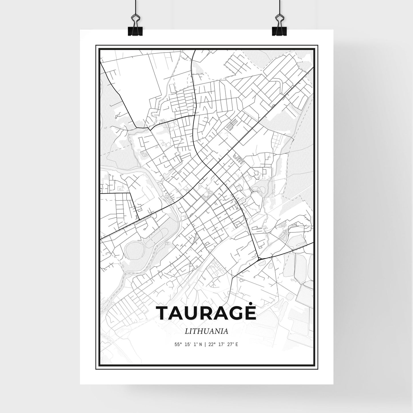 Tauragė Lithuania - Premium City Map Poster