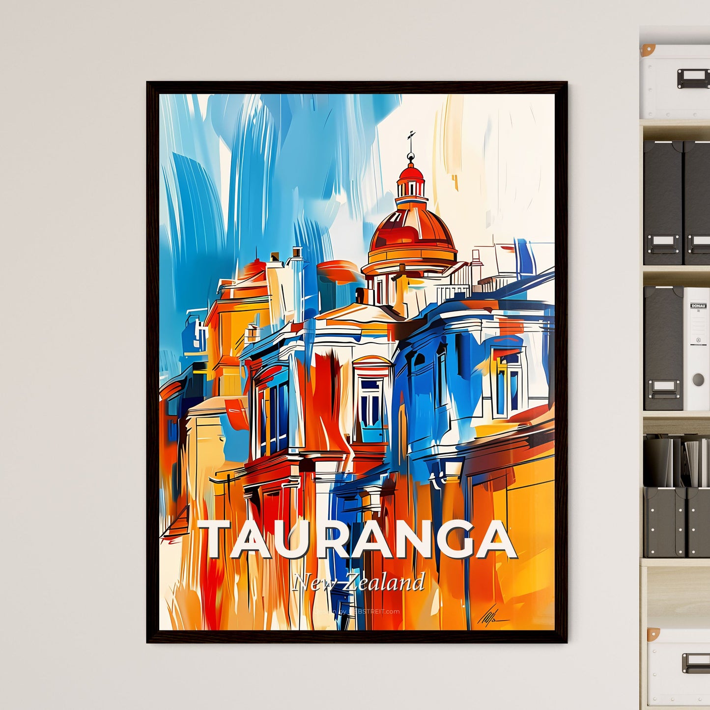 Vibrant Tauranga, New Zealand - A Painting Of A Building