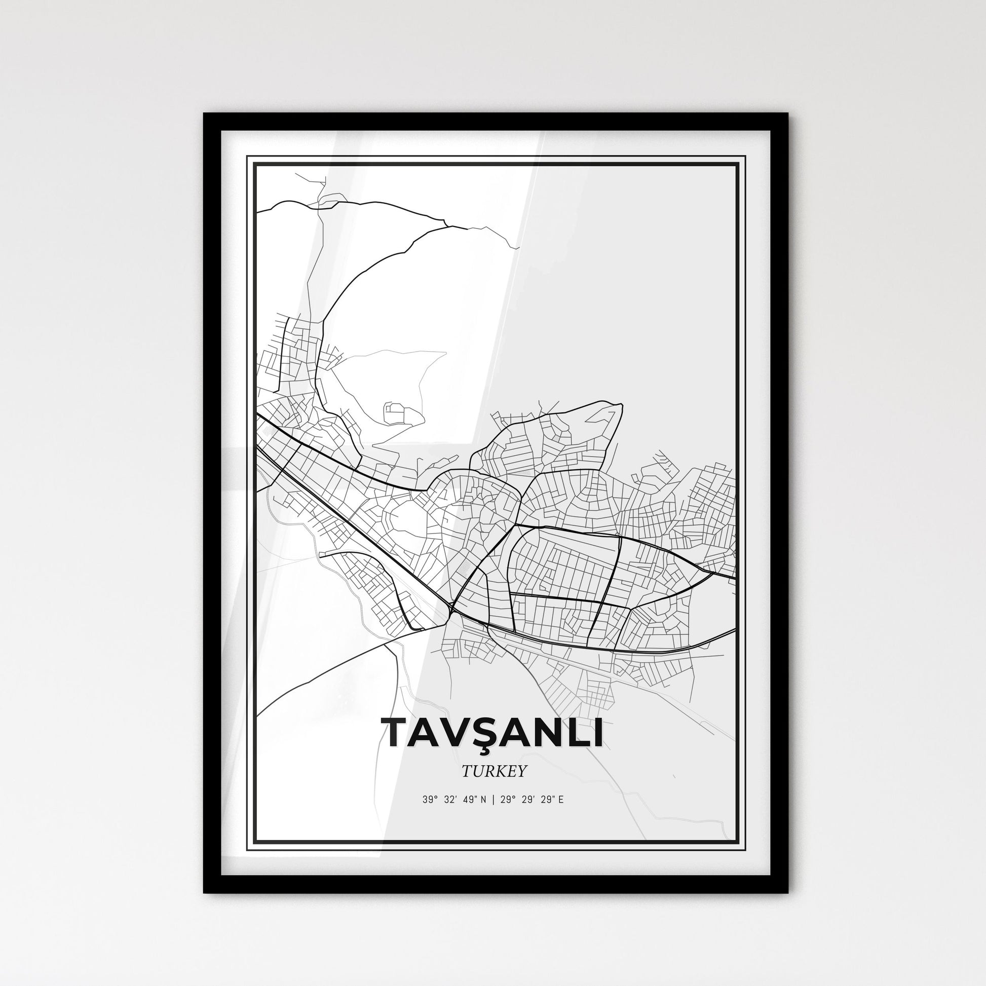 Tavşanlı Turkey - Scandinavian Style City Map for Modern Home Decor