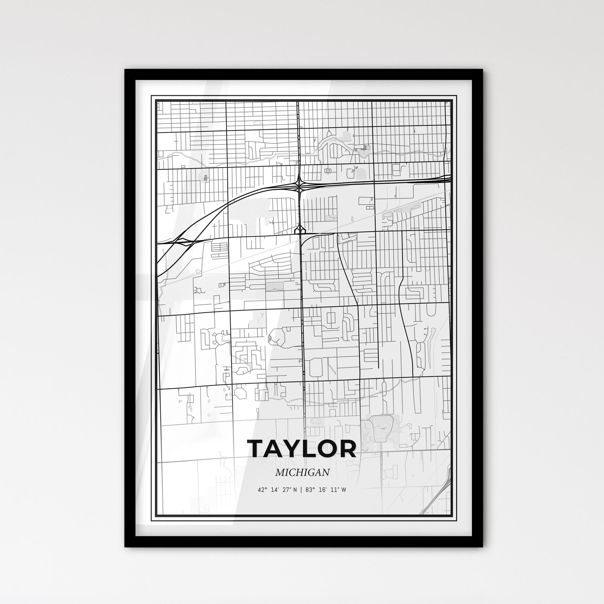 Taylor Michigan - Scandinavian Style City Map for Modern Home Decor