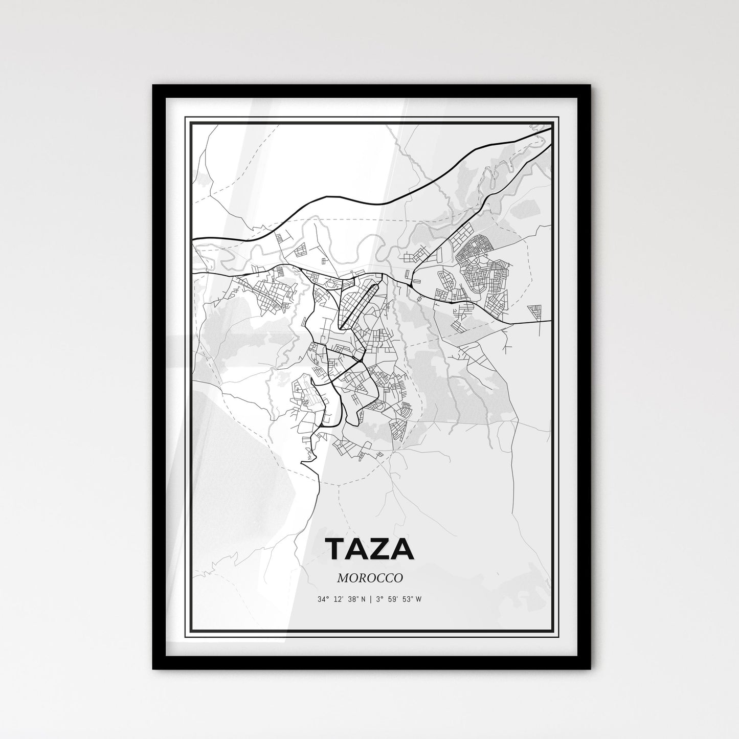 Taza Morocco - Scandinavian Style City Map for Modern Home Decor