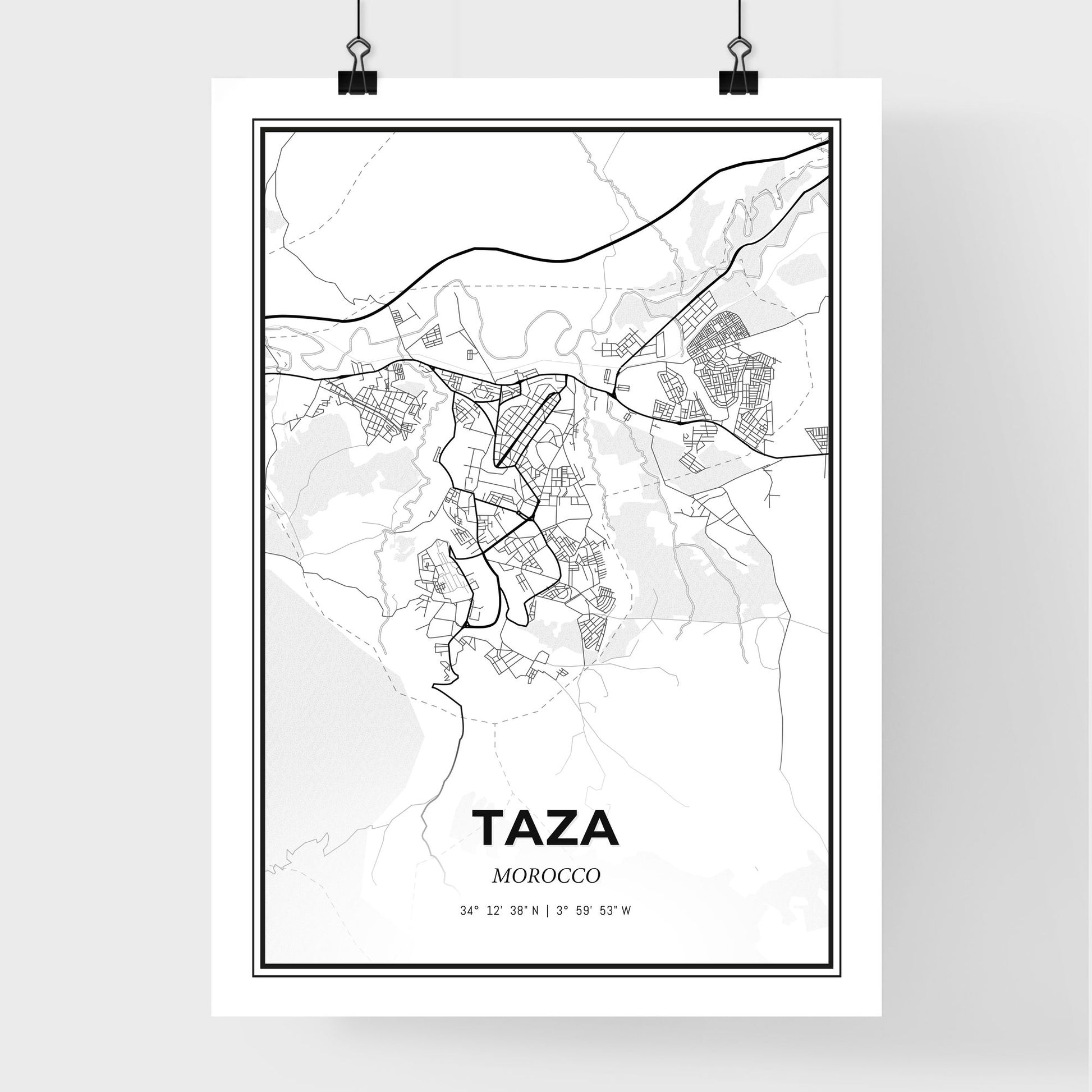 Taza Morocco - Premium City Map Poster