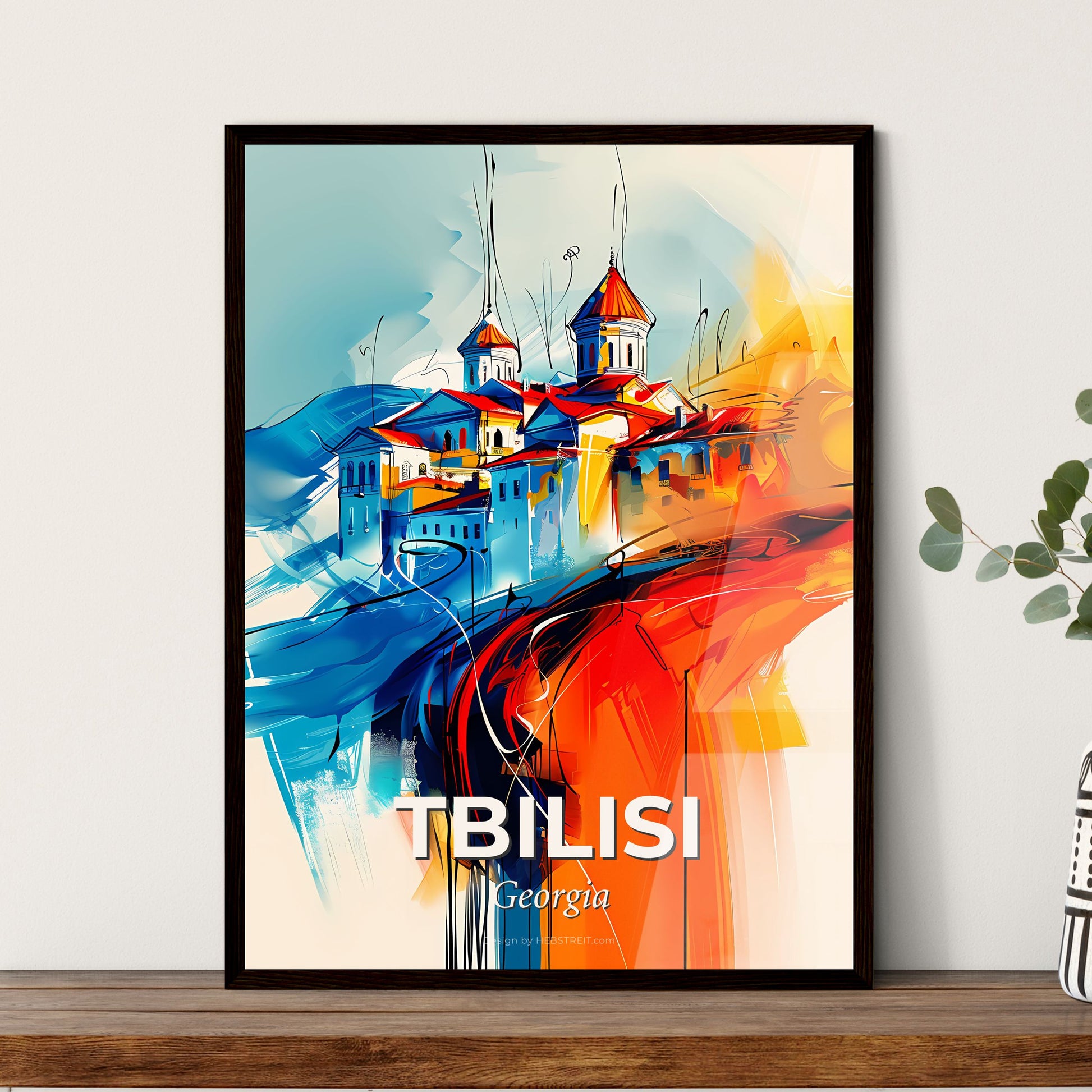 Vibrant Tbilisi, Georgia - A Painting Of A Colorful City