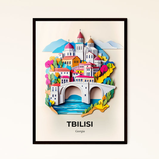 Vivid Tbilisi, Georgia - a paper cut of a city with a bridge