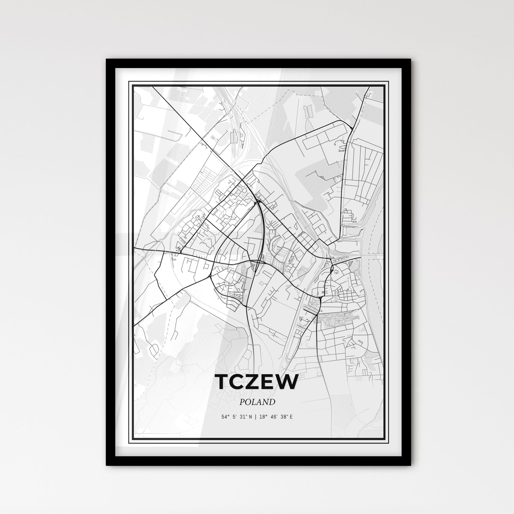 Tczew Poland - Scandinavian Style City Map for Modern Home Decor