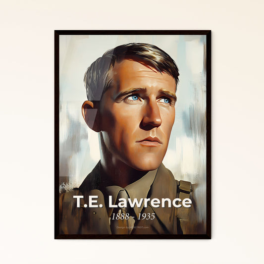 Portrait of T.E. Lawrence, 1888 - 1935. Impressionistic painting of a man in a uniform.