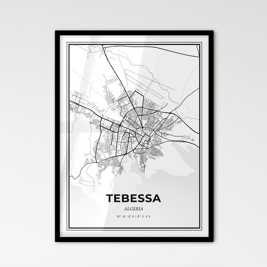 Tebessa Algeria - Scandinavian Style City Map for Modern Home Decor