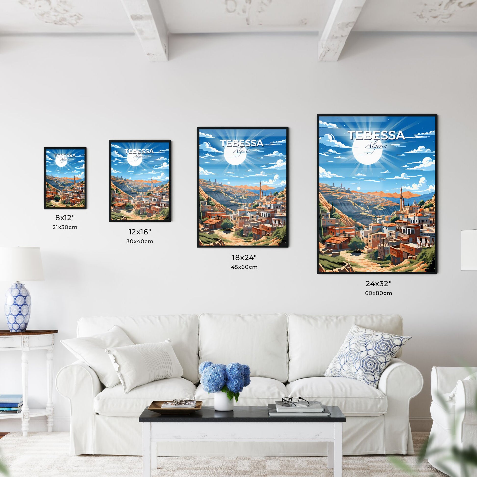 Vibrant Painting of Tebessa Algeria Skyline City in Mountains Default Title