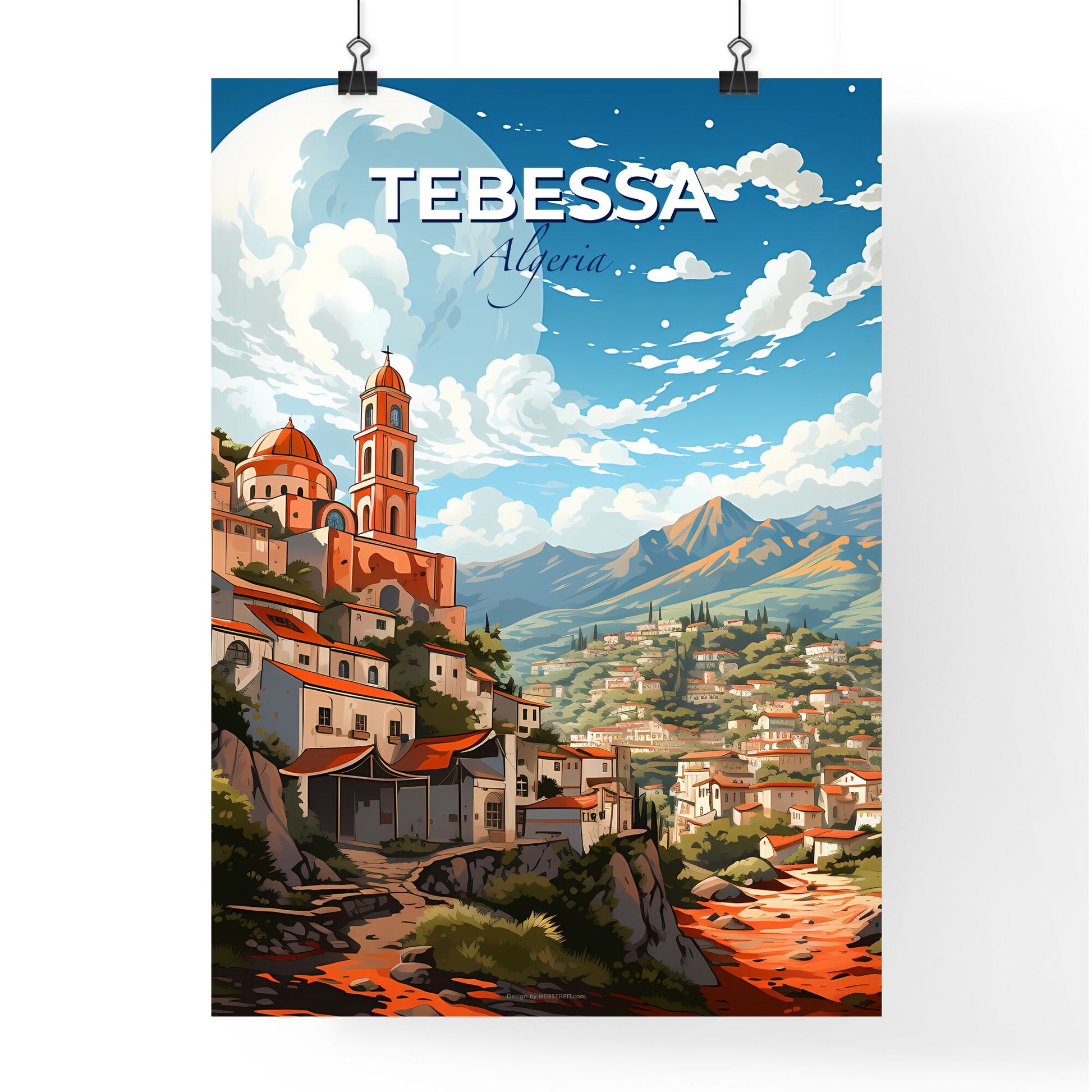 Cityscape painting of Tebessa, Algeria skyline with vibrant colors and artistic flair Default Title