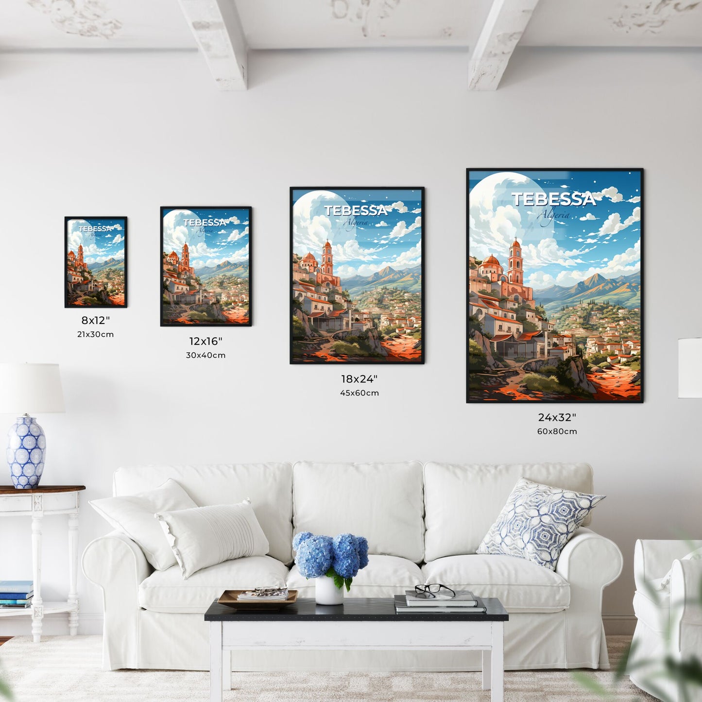 Cityscape painting of Tebessa, Algeria skyline with vibrant colors and artistic flair Default Title